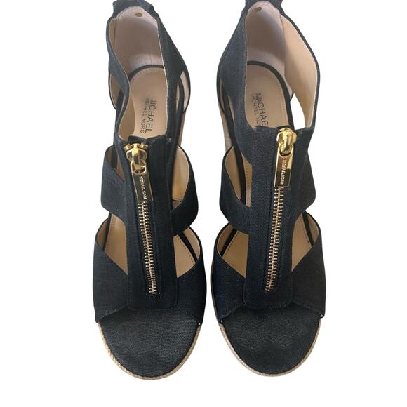 Michael Kors Shoes - Michael Kors Black Women's Berkley Espadrille Platform Wedge Sandals